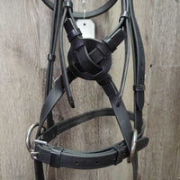 Padded Monocrown Biothane Side Pull, Rsd/FS Cotton Web Reins *xc/vgc, mnr film, dirt & rubs, bent, cracks & faded

