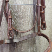Rsd Narrow Padded Bridle, Cotton Web Reins *vgc, clean & dirty, seam film, stains, creases, dents, older, dry, stiff, loose threads
