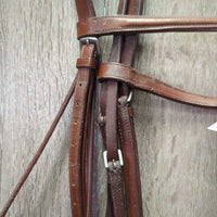 Rsd Narrow Padded Bridle, Cotton Web Reins *vgc, clean & dirty, seam film, stains, creases, dents, older, dry, stiff, loose threads
