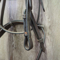 Rsd/Padded Monocrown Bridle, Narrow Rubber Reins *like new/xc, clean, mnr residue/dirt, mismatched? reins
