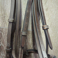 Rsd/Padded Monocrown Bridle, Narrow Rubber Reins *like new/xc, clean, mnr residue/dirt, mismatched? reins
