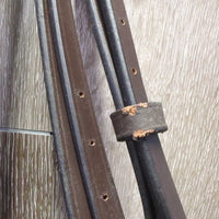Rsd/Padded Monocrown Bridle, Narrow Rubber Reins *like new/xc, clean, mnr residue/dirt, mismatched? reins
