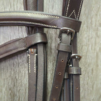 Rsd/Padded Monocrown Bridle, Narrow Rubber Reins *like new/xc, clean, mnr residue/dirt, mismatched? reins
