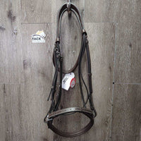 Rsd/Padded Monocrown Bridle, Narrow Rubber Reins *like new/xc, clean, mnr residue/dirt, mismatched? reins
