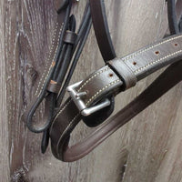 Rsd/Padded Monocrown Bridle, Narrow Rubber Reins *like new/xc, clean, mnr residue/dirt, mismatched? reins
