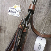 Rsd/FS Bridle, Braided Reins *xc/gc, clean, stiff, dry, rubs, v.chewed
