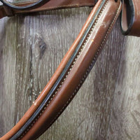 FS Rsd Padded Leather Bridle, Curb Reins *vgc, clean & dirty, reins: scraped edges, mismatched?
