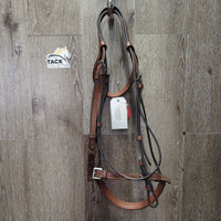 FS Rsd Padded Leather Bridle, Curb Reins *vgc, clean & dirty, reins: scraped edges, mismatched?
