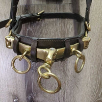 Leather Lungeing Cavesson, Brass Nutcracker Noseband *xc/like new, clean
