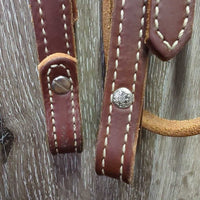 Double Stitch L Double Leather Headstall *xc/like new, mnr chews & film
