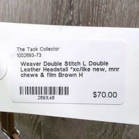 Double Stitch L Double Leather Headstall *xc/like new, mnr chews & film
