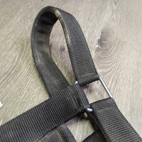 Thick Wide Stiff Nylon Halter, snap *vgc, dirt, oxidized
