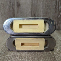 Flexi Stirrup Irons, grips *gc, clean & dirty, sandy, discolored, rubs, scratches, 1 stiff & squeaky, 1 loose
