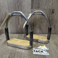 Flexi Stirrup Irons, grips *gc, clean, rubs, faded, scuffs, discolored, scratches, stiff & squeaky
