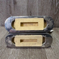 Flexi Stirrup Irons, grips *gc, clean, rubs, faded, scuffs, discolored, scratches, stiff & squeaky
