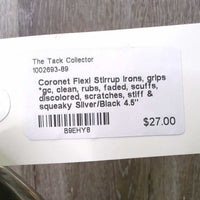Flexi Stirrup Irons, grips *gc, clean, rubs, faded, scuffs, discolored, scratches, stiff & squeaky
