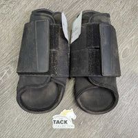 Pr Closed Front Boots, velcro *gc, dirty, residue, scuffs, mnr dirt, hair
