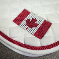Quilt Jumper Pad, piping, "Canada Flag" *vgc, clean, dingy, mnr stains, snags, dirt
