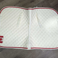 Quilt Jumper Pad, piping, "Canada Flag" *vgc, clean, dingy, mnr stains, snags, dirt
