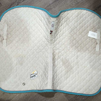 Quilt Jumper Pad, 1x piping *gc, clean, v. stained, dingy, puckers, mnr pills, rubs, hair
