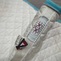Quilt Jumper Pad, 1x piping *gc, clean, v. stained, dingy, puckers, mnr pills, rubs, hair
