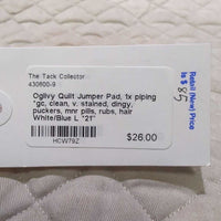 Quilt Jumper Pad, 1x piping *gc, clean, v. stained, dingy, puckers, mnr pills, rubs, hair
