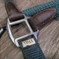 Nylon Rope & Web Leather Trimmmed Halter, adj, snap *vgc/gc, dirt, rubs, frays
