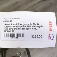 Rsd/FS Adjustable Els & Leather Breastplate, Bib Martingale *gc, dirt, stains, creases, hair
