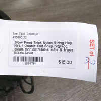 Slow Feed Thick Nylon String Hay Net, 1 Double End Snap *vgc/gc, clean, mnr dirt/stains, rubs & frays
