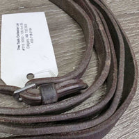 Narrow Draw Reins, snaps *gc/fair, dirty, twists, slices, chews, creases, stiff, dry, scrapes, rubs

