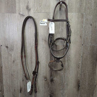 Monocrown Training Bridle, Snaps, Flash, Rubber Reins (2 buckles) *xc/gc *clean, dirty, creases, rubs, scrapes, older
