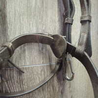 Monocrown Training Bridle, Snaps, Flash, Rubber Reins (2 buckles) *xc/gc *clean, dirty, creases, rubs, scrapes, older
