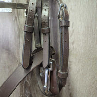 Monocrown Training Bridle, Snaps, Flash, Rubber Reins (2 buckles) *xc/gc *clean, dirty, creases, rubs, scrapes, older
