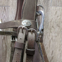 Monocrown Training Bridle, Snaps, Flash, Rubber Reins (2 buckles) *xc/gc *clean, dirty, creases, rubs, scrapes, older
