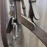Monocrown Training Bridle, Snaps, Flash, Rubber Reins (2 buckles) *xc/gc *clean, dirty, creases, rubs, scrapes, older
