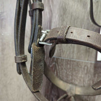 Monocrown Training Bridle, Snaps, Flash, Rubber Reins (2 buckles) *xc/gc *clean, dirty, creases, rubs, scrapes, older

