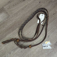 Rsd Braided Reins, Buckles *gc/fair,v v.dry, v.stiff, stains, chewed?split?broken end, rubs, scraped edges, unstitched lace end, residue
