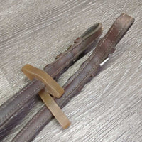 Rsd Braided Reins, Buckles *gc/fair,v v.dry, v.stiff, stains, chewed?split?broken end, rubs, scraped edges, unstitched lace end, residue
