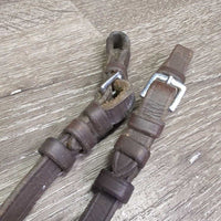 2 Narrow Soft Cheek Pieces, buckles *gc, mnr sticky, film, rubs, fadeing dirt
