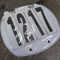 3x 4# Horse Show Numbers, 4x els, Case *gc, stains, dirty, marker, residue, missing numbers
