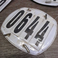3x 4# Horse Show Numbers, 4x els, Case *gc, stains, dirty, marker, residue, missing numbers
