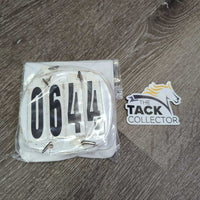 3x 4# Horse Show Numbers, 4x els, Case *gc, stains, dirty, marker, residue, missing numbers
