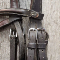 Thick Soft Rsd Padded Monocrown Figure 8 Bridle, Braided Reins *vgc, mnr dirt, rubs, creases, clumpy, older?
