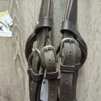 Thick Soft Rsd Padded Monocrown Figure 8 Bridle, Braided Reins *vgc, mnr dirt, rubs, creases, clumpy, older?
