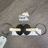 Loose Ring Rubber Mullen Mouth Bit, 2x bit guards *gc, discolor, chews, mnr dirt, stains, scratches
