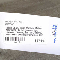 Loose Ring Rubber Mullen Mouth Bit, 2x bit guards *gc, discolor, chews, mnr dirt, stains, scratches
