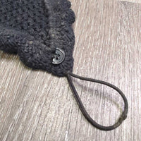 Long Crochet Fly Veil Bonnet, 2x Beaded Bling, nose elastic *gc, mnr hair, dirt & inside stains & fading, curled edges
