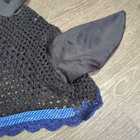 Long Crochet Fly Veil Bonnet, 2x piping, nose elastic *gc, mnr hair, dirt & inside fading
