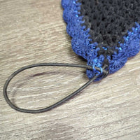 Long Crochet Fly Veil Bonnet, 2x piping, nose elastic *gc, mnr hair, dirt & inside fading
