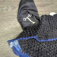 Long Crochet Fly Veil Bonnet, 2x piping, nose elastic *gc, mnr hair, dirt & inside fading

